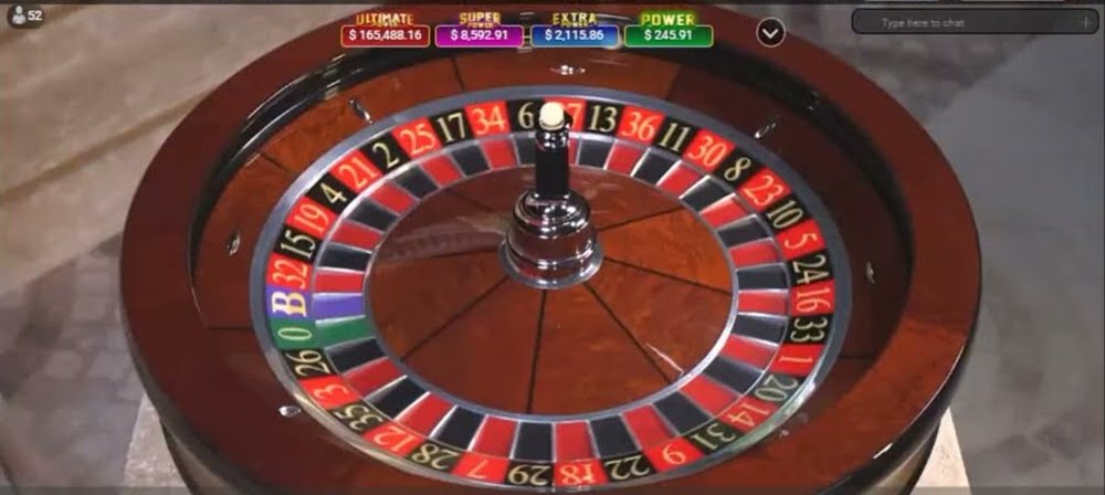 Age of the Gods Bonus Roulette wheel with the purple Bonus pocket beside the green zero and the four jackpot values above