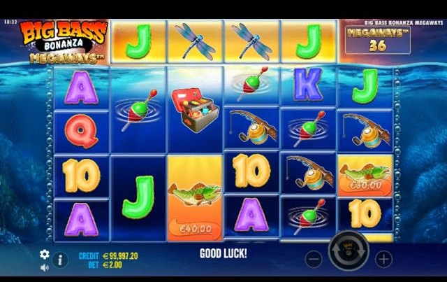 A fishing themed Megaways grid with money fish symbols and a ways counter above the reels