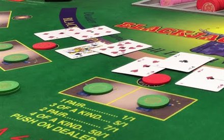A blackjack switch table showing the Super Match paytable and the push on dealer twenty two rule