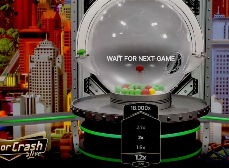 The cash or crash live ball machine above the multiplier ladder with 18,000x at the top
