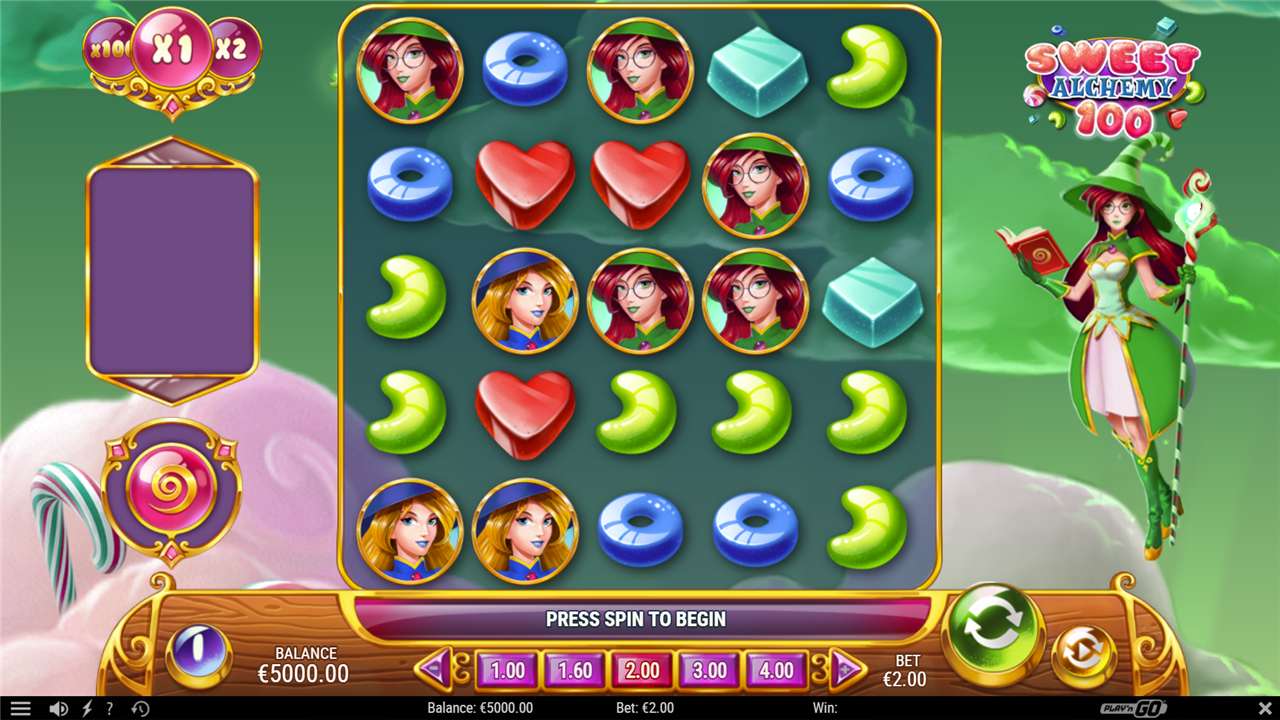 A cluster pays symbol field with a multiplier meter beside it and the bet selector along the bottom