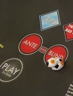 A dj wild poker layout showing the Trips diamond, the Ante equals Blind circles and the Play two times Ante circle