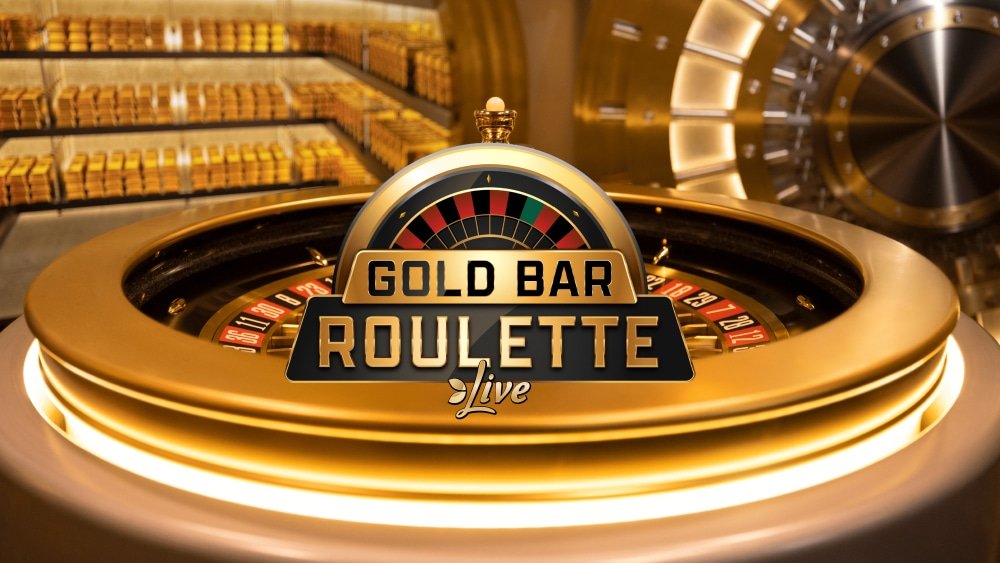 Gold Bar Roulette key art with the gold roulette wheel and gold bars