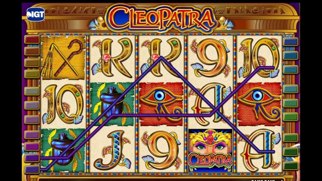 An IGT reel grid with payline routes drawn across the symbols and the studio mark in the corner