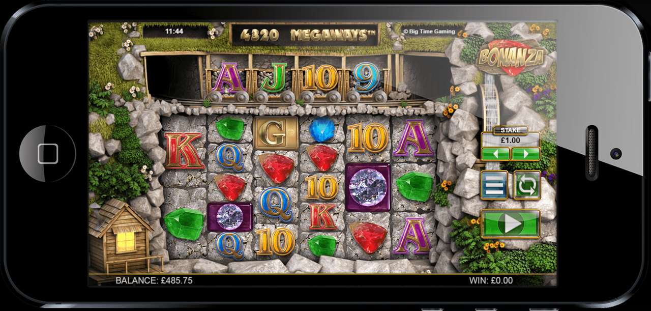 A Megaways slot base game showing the live ways counter, the horizontal top reel and the six variable reels