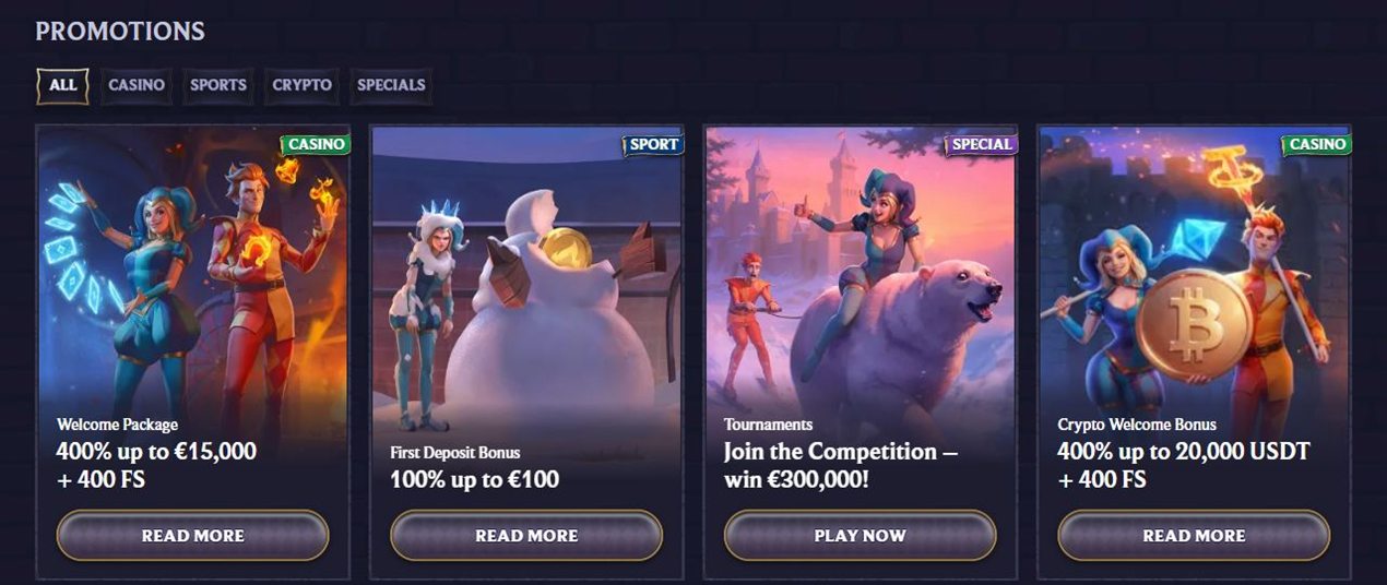 LolaJack promotions page with casino and crypto welcome packages