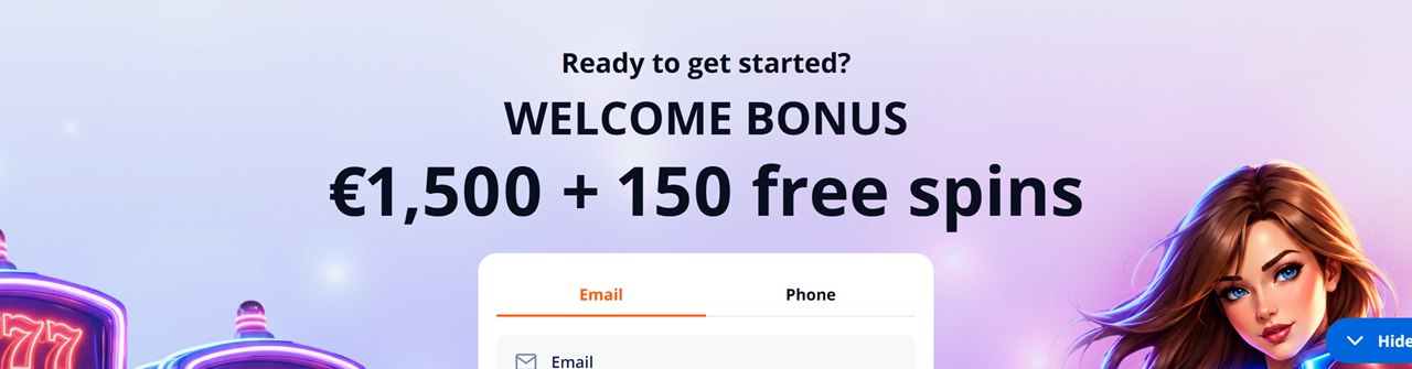 V.Vegas sign-up block with its welcome bonus, shown on our 300 free chip no deposit casino Canada page