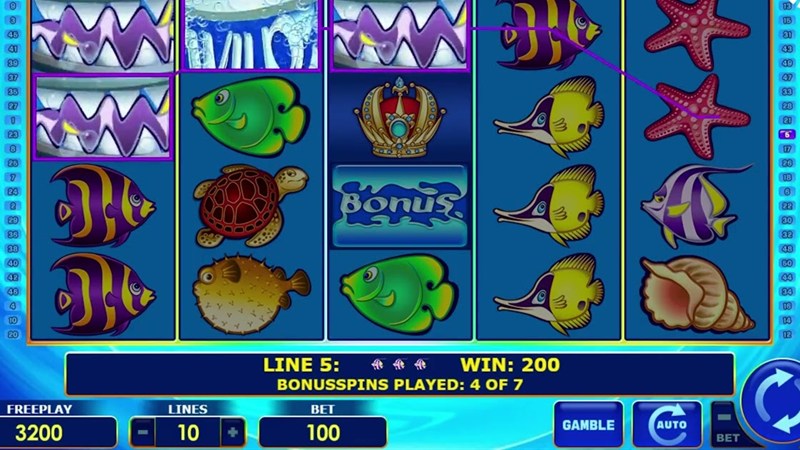 Wild Shark slot by Amatic with fish, turtle and starfish symbols