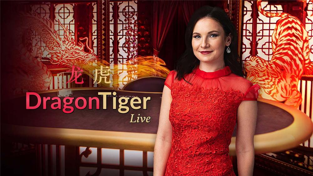 Live Dragon Tiger dealer at an Evolution table, a game found at the best live dealer casinos Canada players join