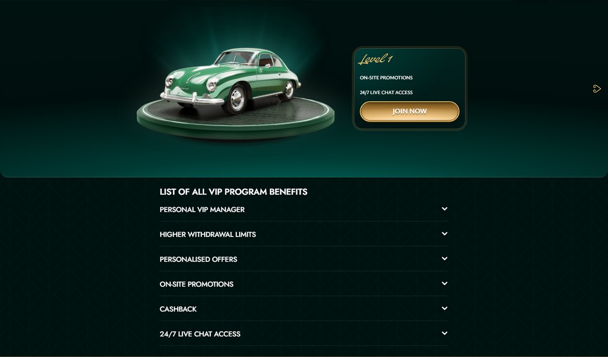 Casino VIP program Canada: the Cashed VIP levels page with its list of VIP benefits