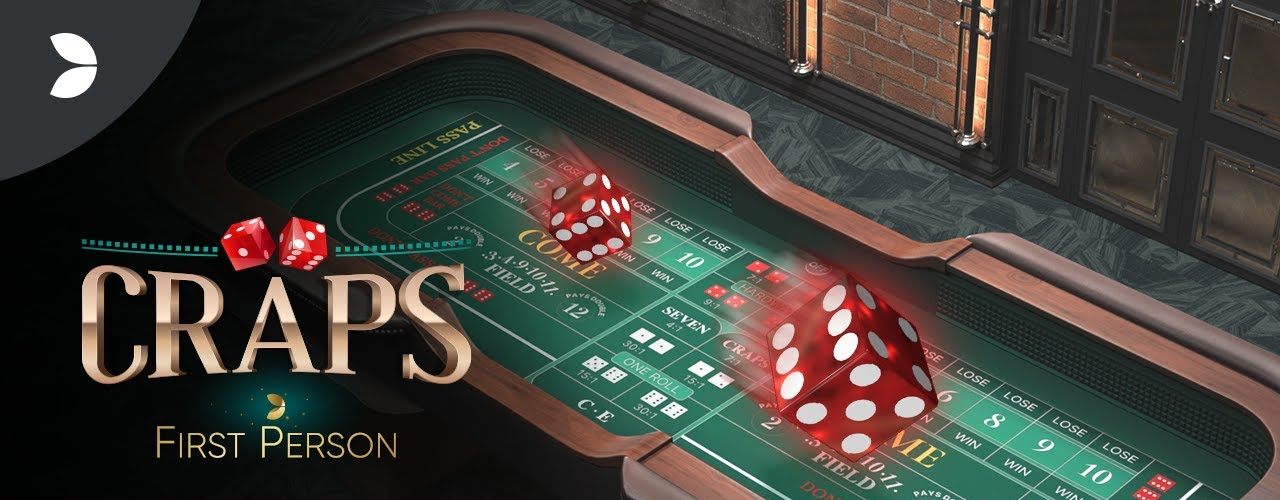 Evolution First Person Craps table with dice and the Craps logo