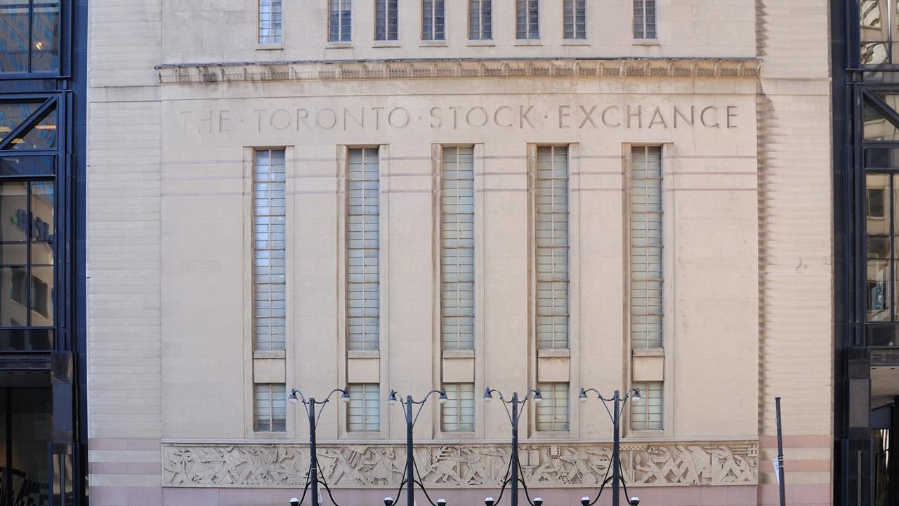 The carved facade of the former Toronto Stock Exchange building, a symbol of the gambling stocks Canada lists on the TSX