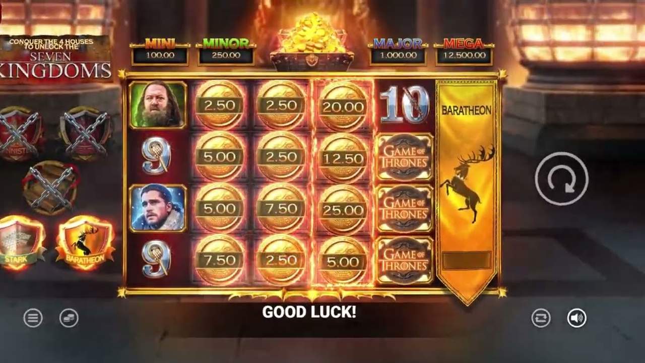 Blueprint Gaming Game of Thrones Money Collect reels with house sigils, the newest Game of Thrones slot Canada players can find at BetMGM