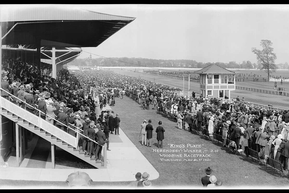 Crowds at the King's Plate at Woodbine Racetrack in Toronto, where pari-mutuel betting drew large crowds
