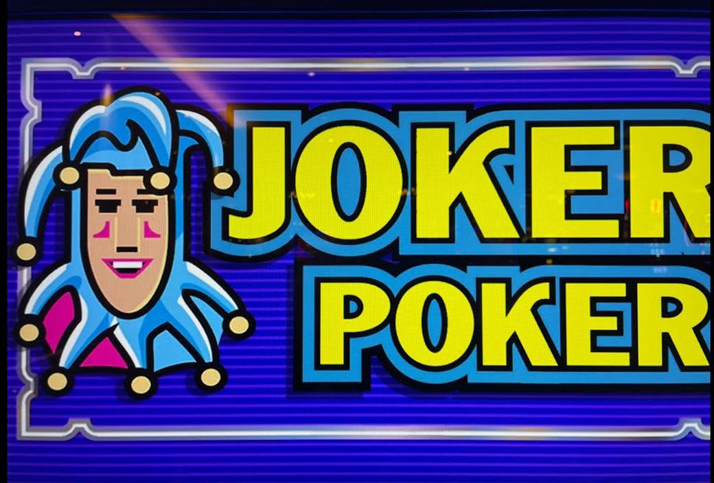 Jester logo on the Joker Poker title screen of a video poker machine, the game behind Joker Poker Canada searches