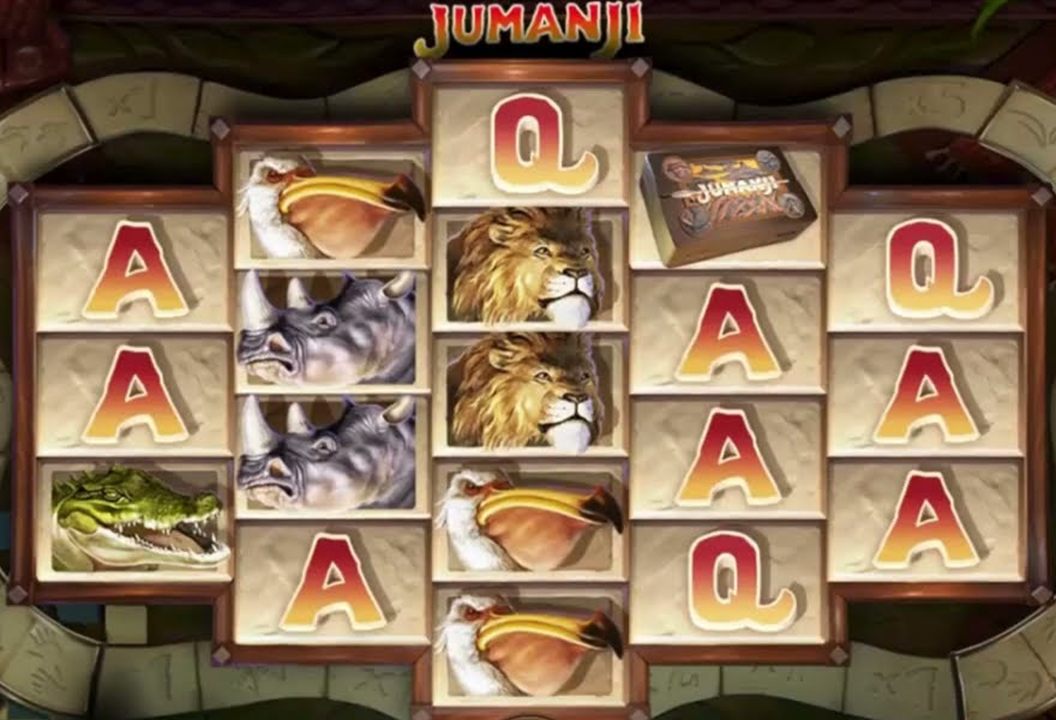 Lions, rhinos, pelicans and the Jumanji box on the 3-4-5-4-3 reels of the Jumanji slot Canada casinos carry