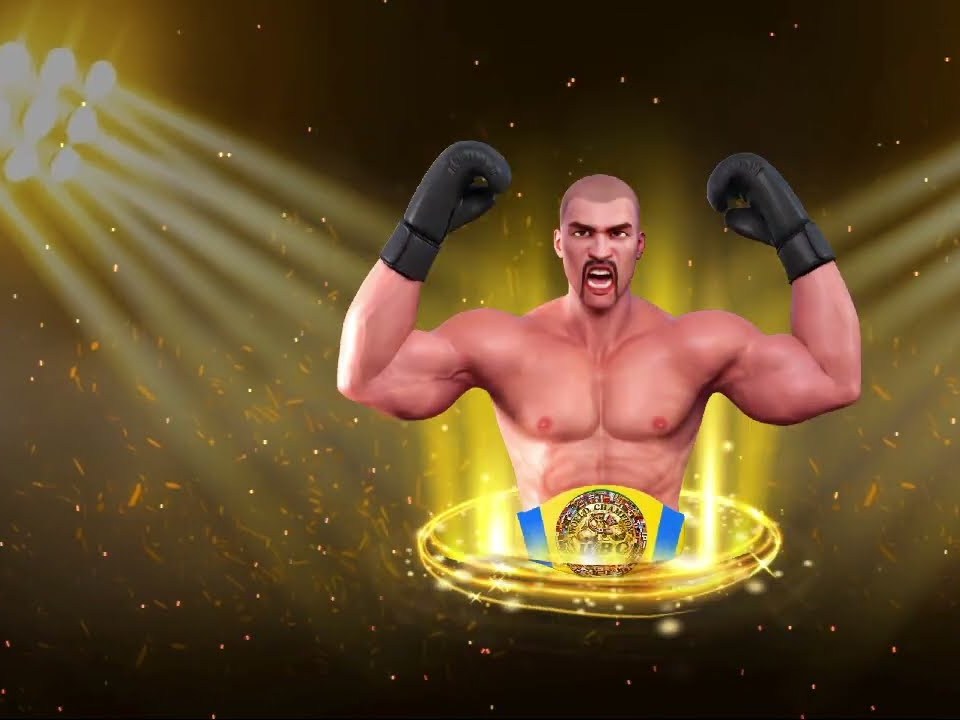Boxing champion raising his gloves over a gold title belt in the King of the Ring slot Canada players spin