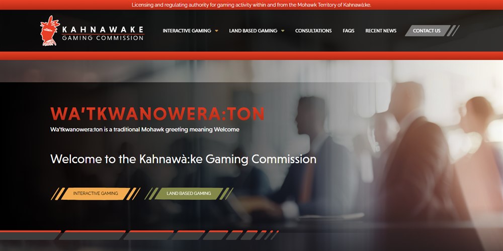 Licensed vs offshore casinos Canada: Kahnawake Gaming Commission homepage