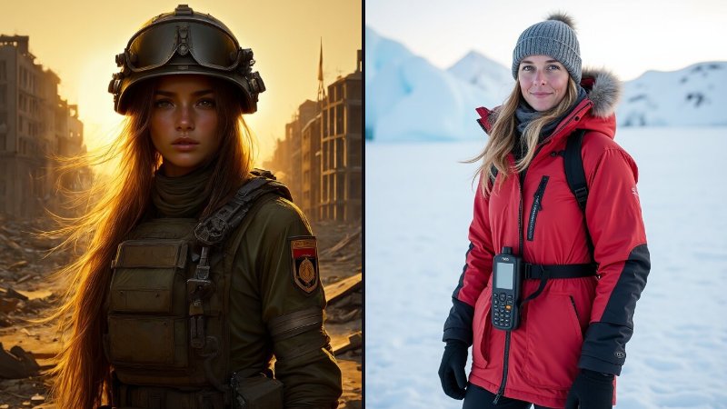 Two Lovescape AI characters, a soldier and a polar explorer, for this Lovescape review Canada