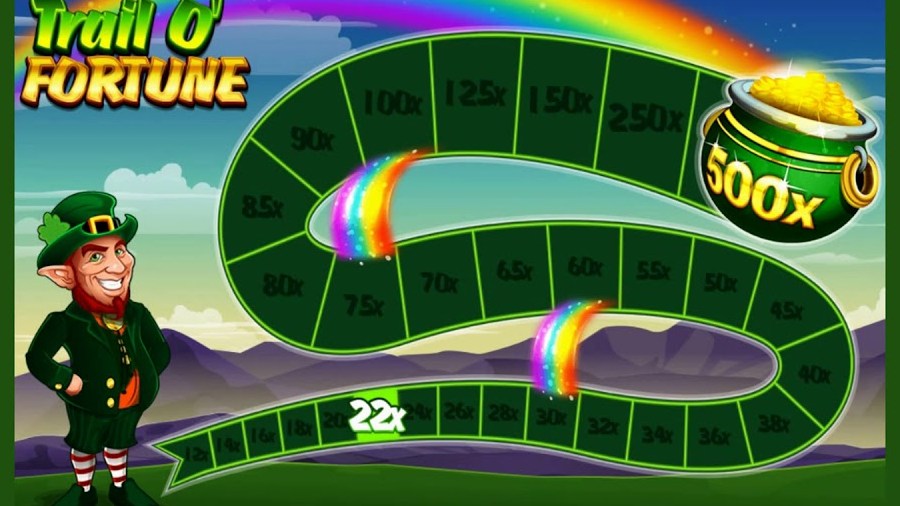 Trail O' Fortune bonus path with rainbow shortcuts and a pot of gold at the end