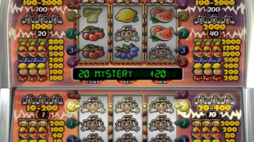 Mega Joker Supermeter display showing a 20-coin mystery win with jokers filling the lower reels