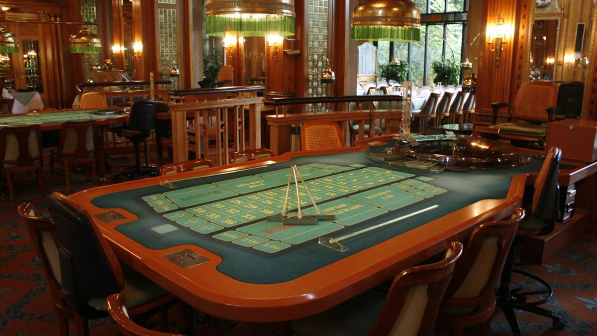 A roulette table in a European casino salon