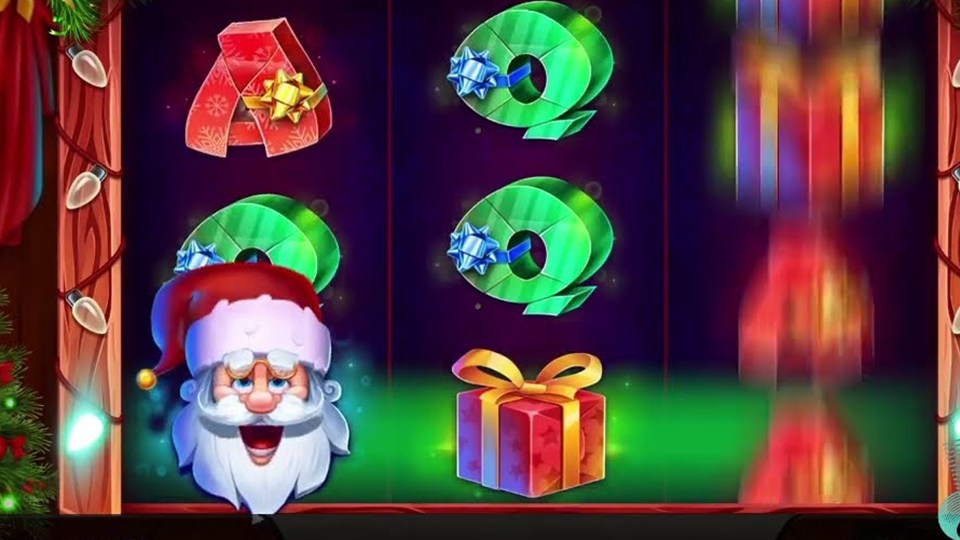 Santa wild and gift symbols on the Santa's Jingle Wheel slot Canada grid