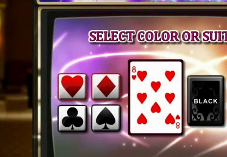Jacks or Better colour-or-suit gamble screen from a SkillOnNet video poker game