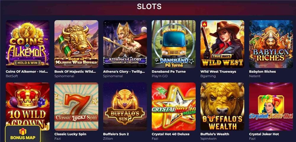 Slota Casino slots lobby with BetSoft, Spinomenal and Fazi games