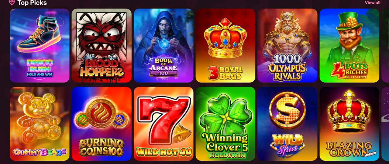 Top Picks slots in the Spinko Casino lobby