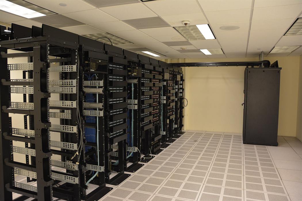 Server racks in a data centre, the infrastructure behind an online casino platform
