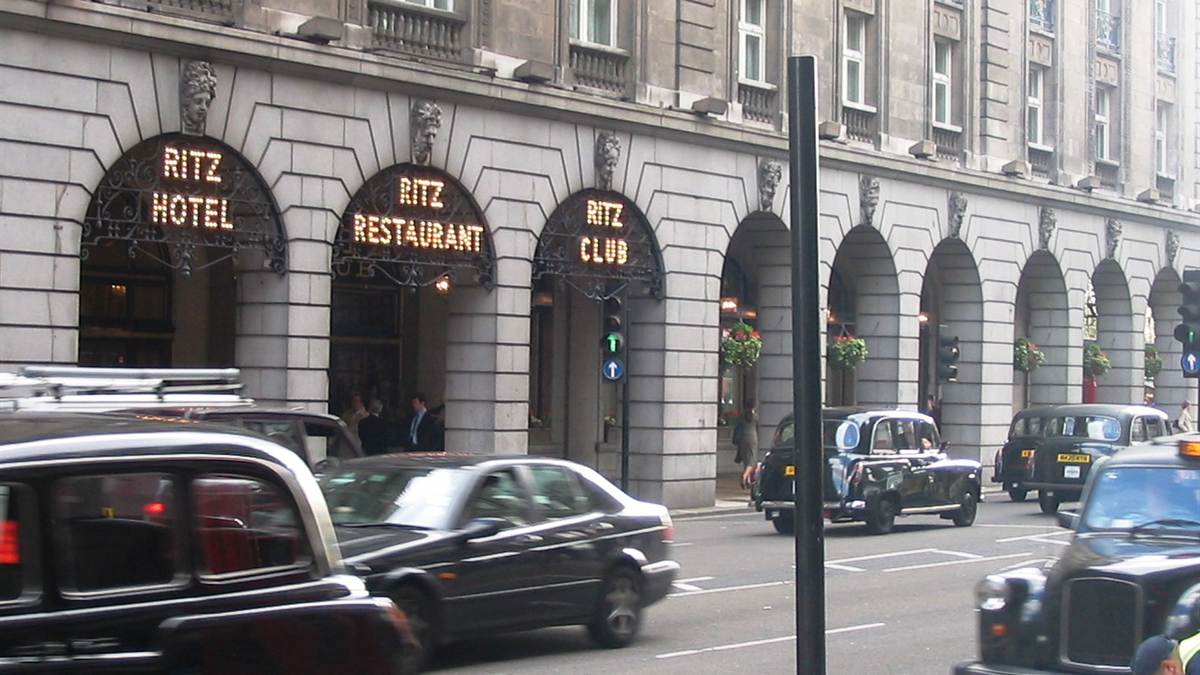 The Ritz Club entrance on Piccadilly in London, where the gambler who beat the roulette wheel Canada readers ask about won