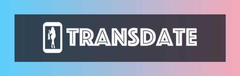TransDate brand logo banner in trans flag colours, for this TransDate review Canada